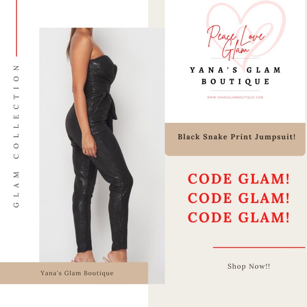 So Glam! Black Snakeskin Print Jumpsuit - Picture 4 of 11